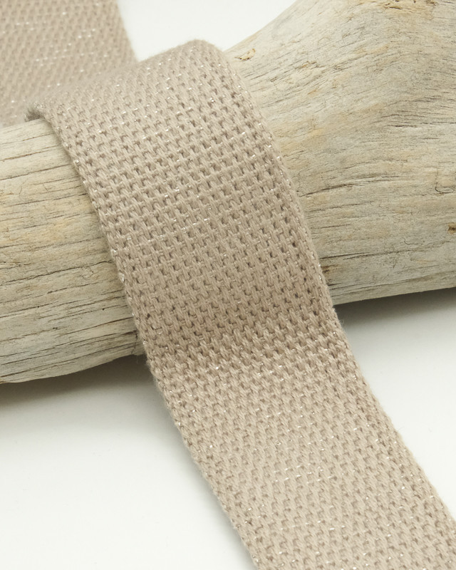 Sangle Coton Lurex Argent 30MM Beige - Maison Klem